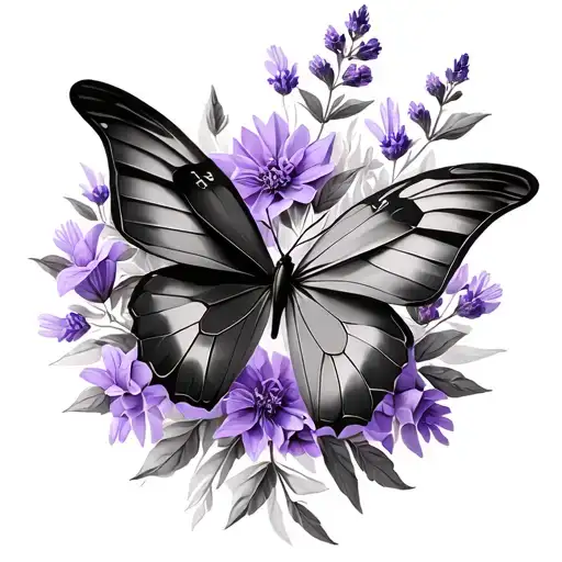 Origami Lavender With Butterfly And Initials Fs Intertwined