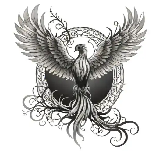 Phoenix Wings And Tree Of Life Intertwined