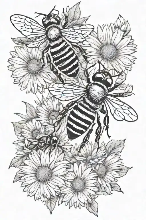 Bees And Daisies Line
