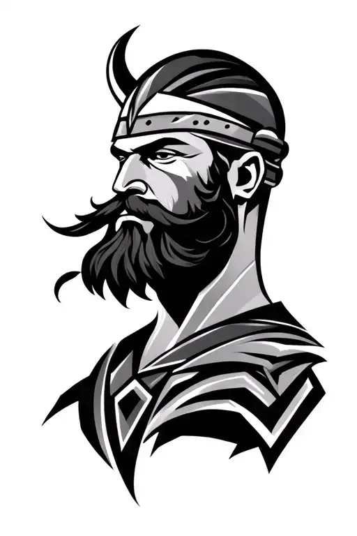 Viking Mans Face With Geometric Beard