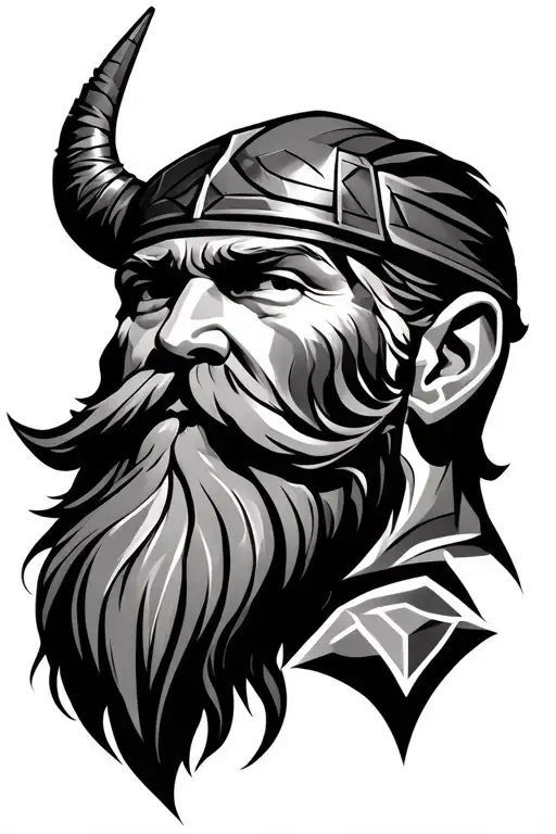 Viking Mans Face With Geometric Beard Realism