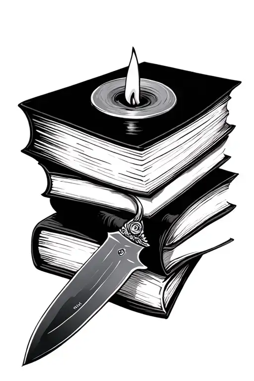 Books Knife Candle Stub