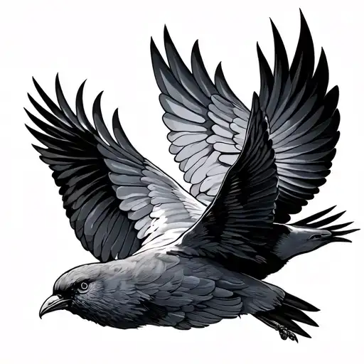 Foreat With Two Birds Flying Away