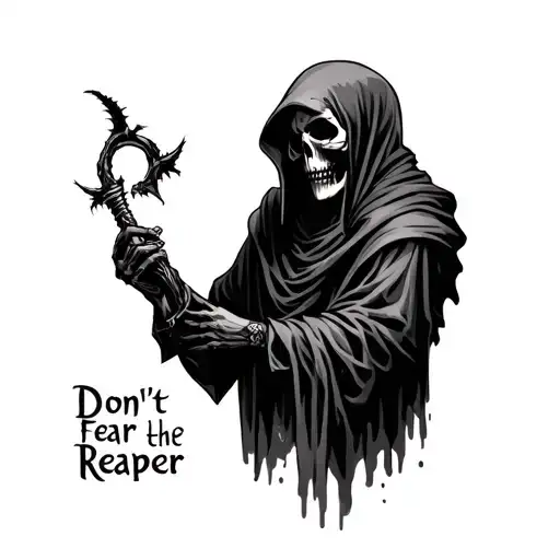 Grim Reaper Holding Ear With Don't Fear The Reaper