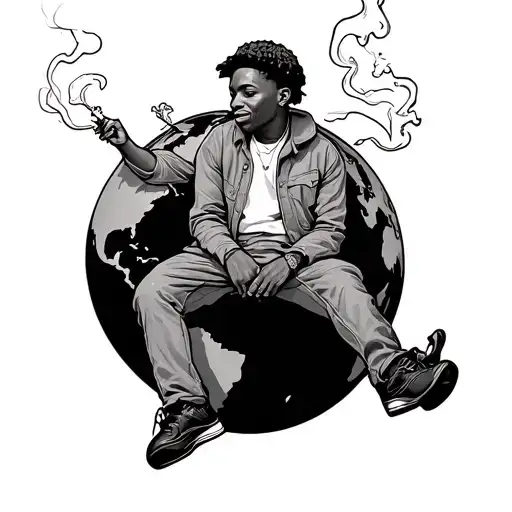 Juice Wrld Sitting On A Globe Smoking Joint