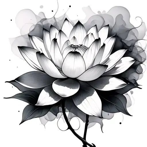 Lotus Flower With Black Smoky Background