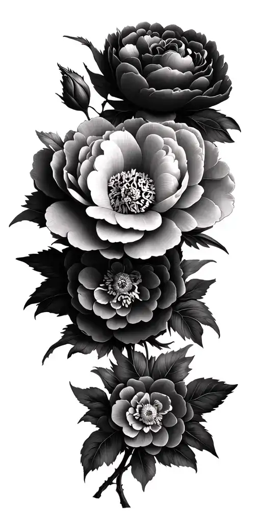 Peonies And Honeycomb Pattern