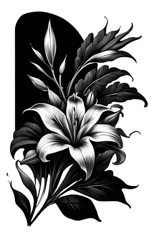 Tiger Lilly Flower And Geo Symteric Shapes Tatto