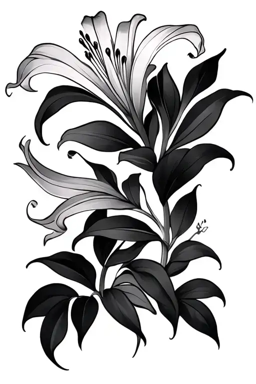 Tiger Lilly Flower And Fine Lines For Geometric