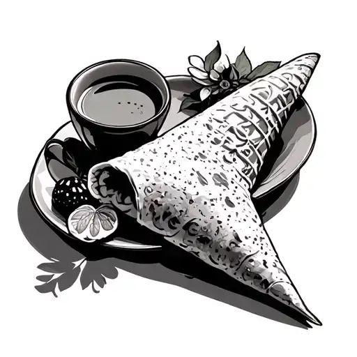 Cone Dosa Along With A Cup Of Tea And A Date