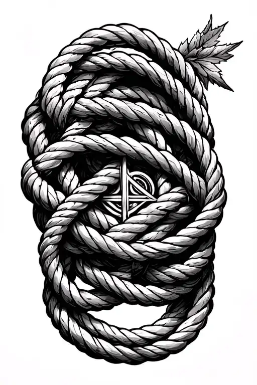 Vegvisir And Nautic Ropes With A Knot Intertwined