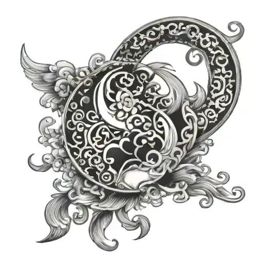 Crescent Moon And Chinese Ceramic Style Designs