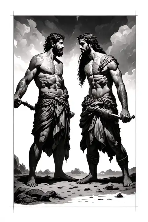 David And Goliath Facing Off Before Bbattle