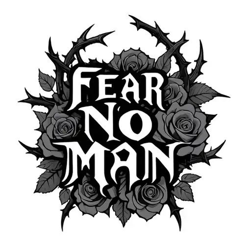 Fear No Man Written In Ancient Gothic Text With Roses And Thorns Surrounding It