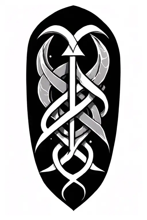 Norse Style Tattoo Featuring Runes Intertwined