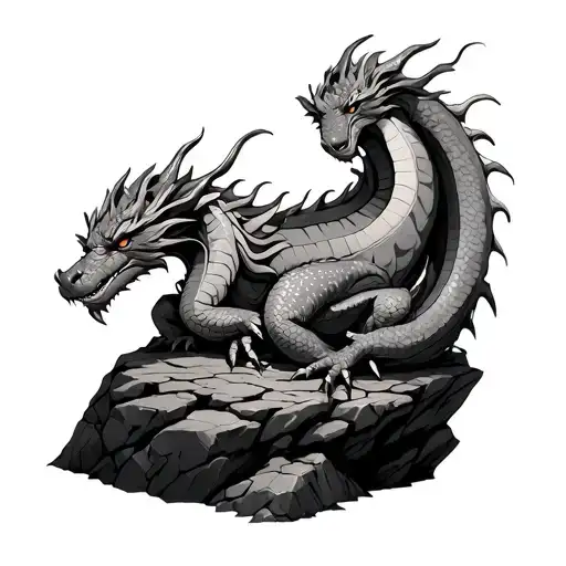 Sleeping Dragon Wraped Around A Rock