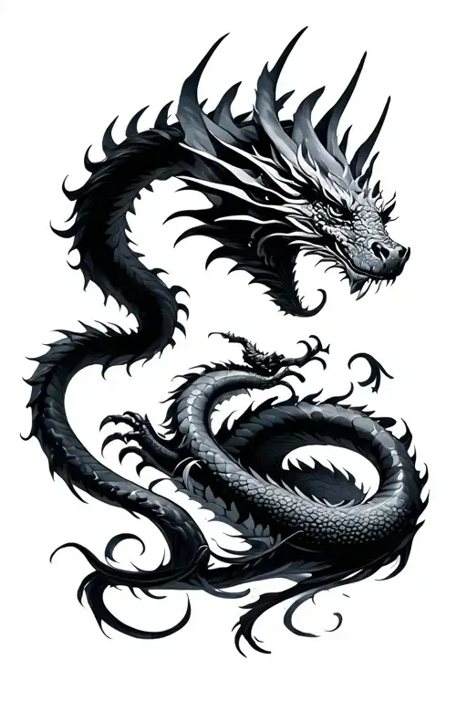 Dragon Flying Around A Women