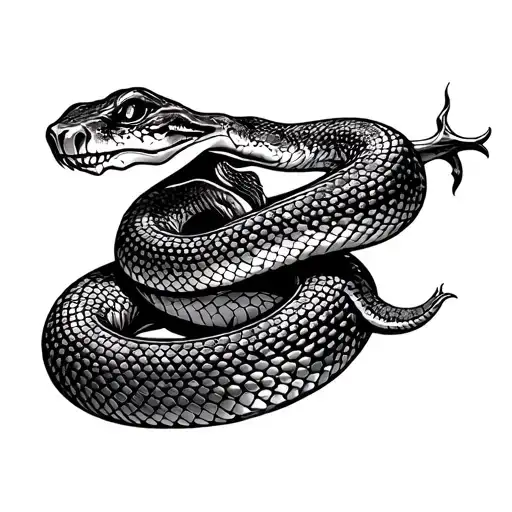 Snake And Trophy Tattoo Design