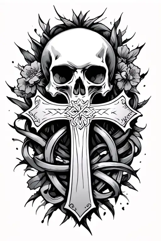 Skull And Cross Intertwined