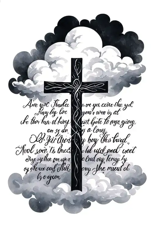Bible Verse With Cross And Cloud Background