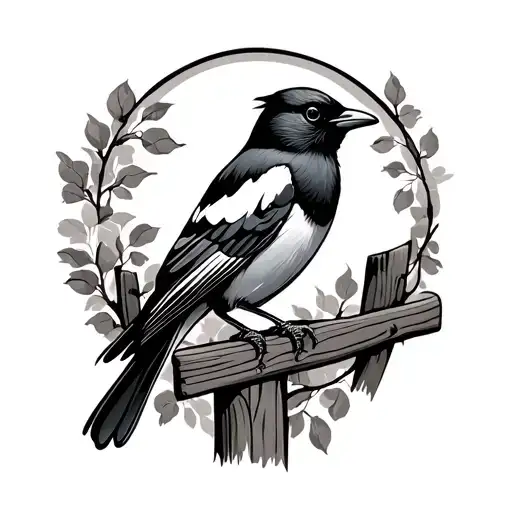 Magpie On A Fence
