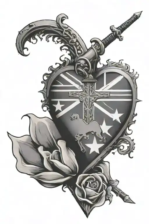 Australian Flag Heart And Sword Emerging Towards The Top