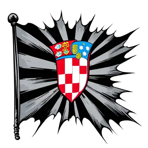 Croatian Flag With Rays Breaking