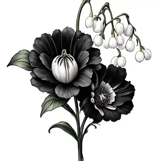 Lily Of The Valley And Marigold And Daddodil