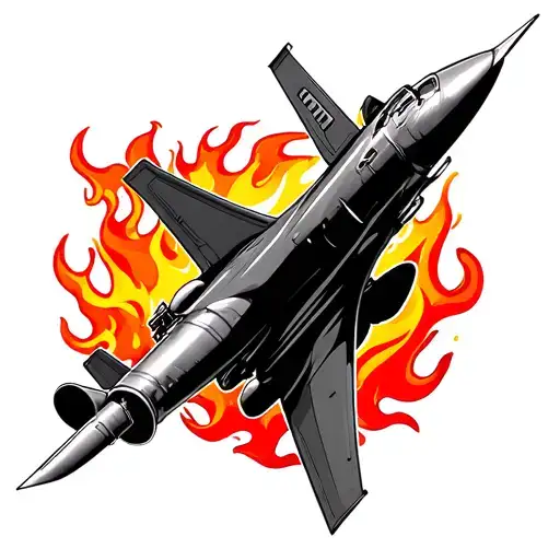 Tilted Jet Exhaust With Flames Left Arm Sleeve