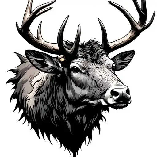 Tribal Bull Elk Head Bugling