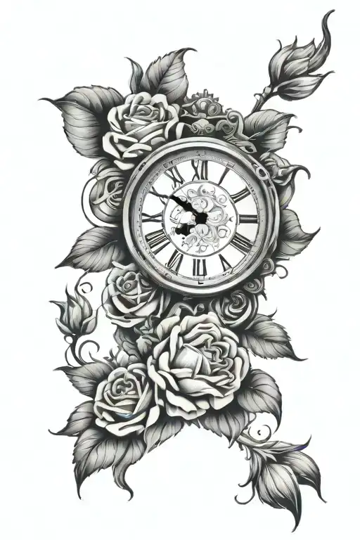 Clock Roses And Lion