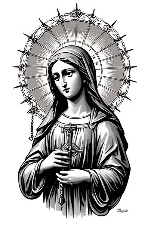 Our Lady Of Mount Carmel Holding Rosary