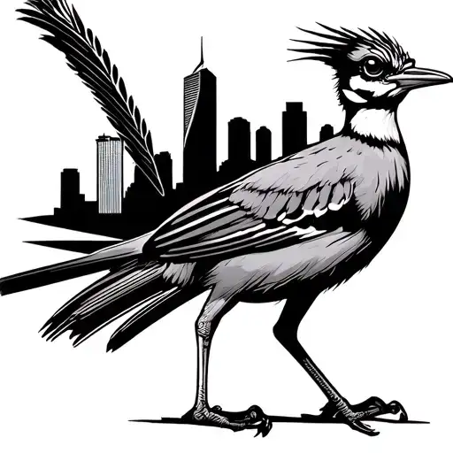 A Roadrunner With The San Antonio Skyline In It