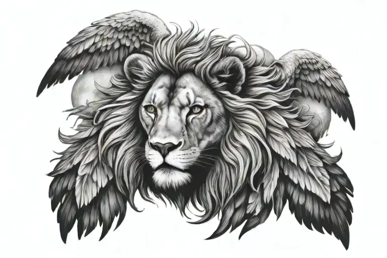 Landscape Lion Eyes With Angel Wings Behind It