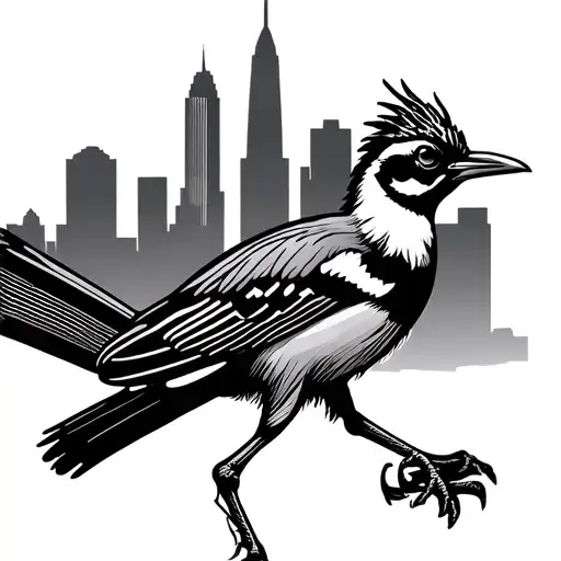 The Silhouette Roadrunner With The San Antonio Skyline With In In It