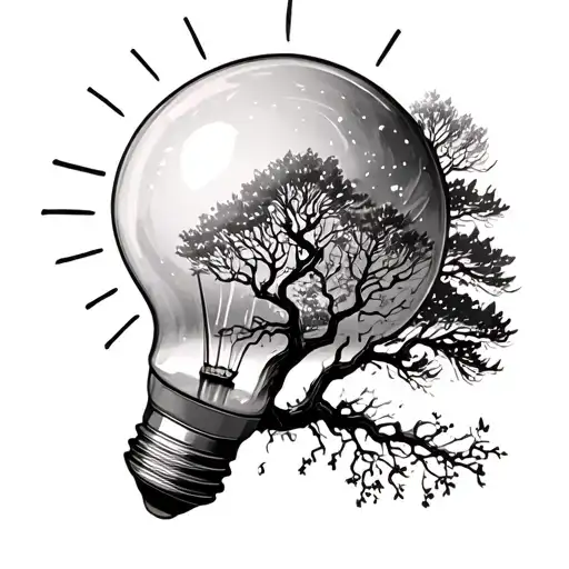 Tree Growing Out Of A Light Bulb