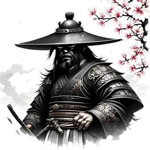 Samurai And Cherry Blossoms