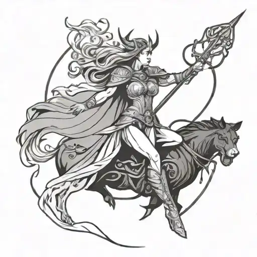 Goddess Freya Fighting Goddess Hela Minimalistic