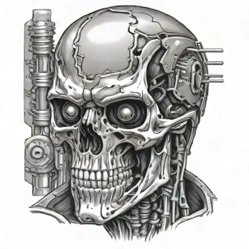 Terminator Skull Half Arnold Swachennegger But His Head