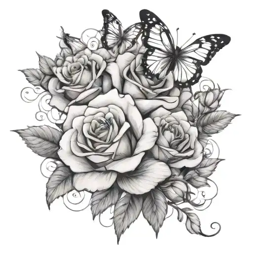Roses Butterflies Flying