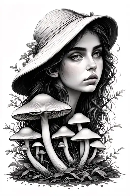 Mushrooms Growing From Woman