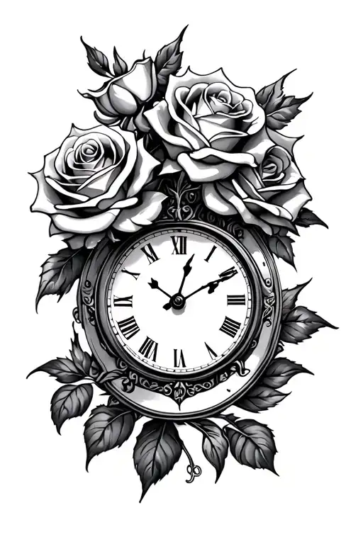 Roses With Clock Embedded Within