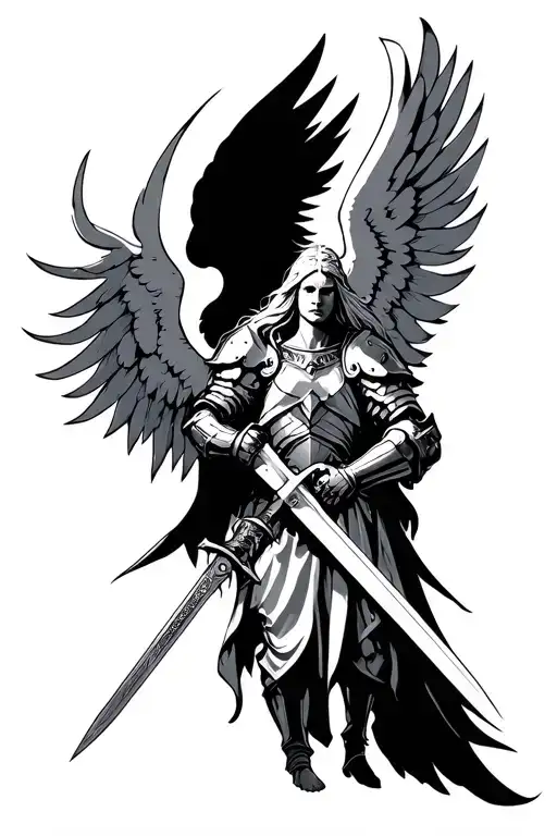 Armored Guardian Angel Holding Sword