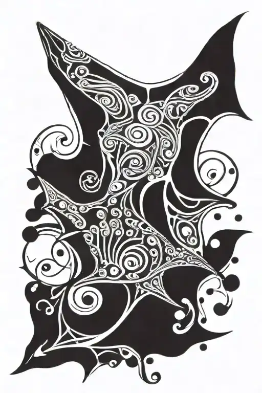 Maori Manta Ray Simple 2D Caffeine Molecule