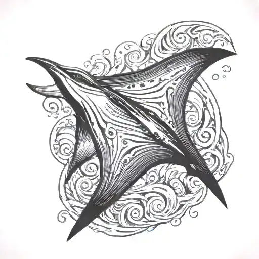 Mobula Ray Gracefully Swimming