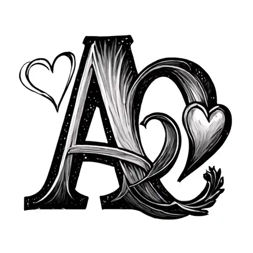 Letter A And Letter L With Hearts One Heart
