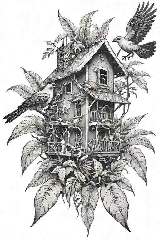 Leaves Scary Jungle House Birds