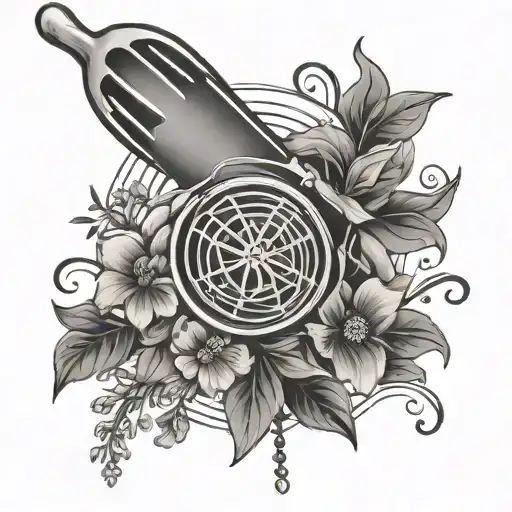 Whisk Spatula Crossed With Flowers