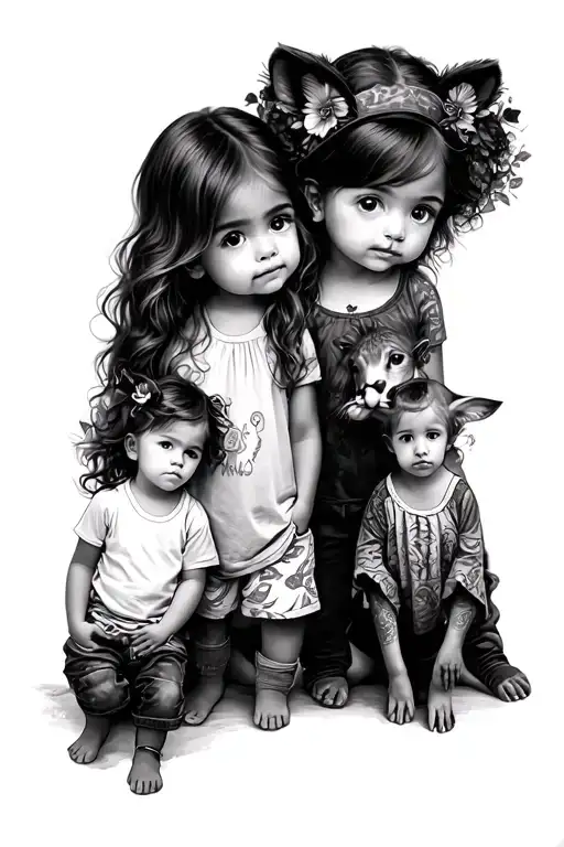 Kids - Two Girls And A Set Of Boy Girl Twins - Animals
