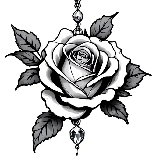 Rose And Hanging Gem Stone
